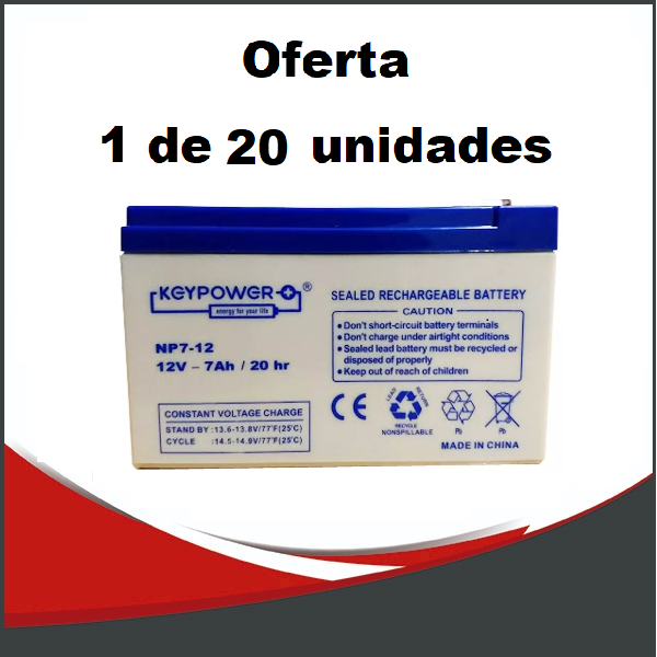 OFERTA DE 1 A 20 UNIDADES BATERIA KEY-POWER 12V 7A RECARGABLE VLRA ...