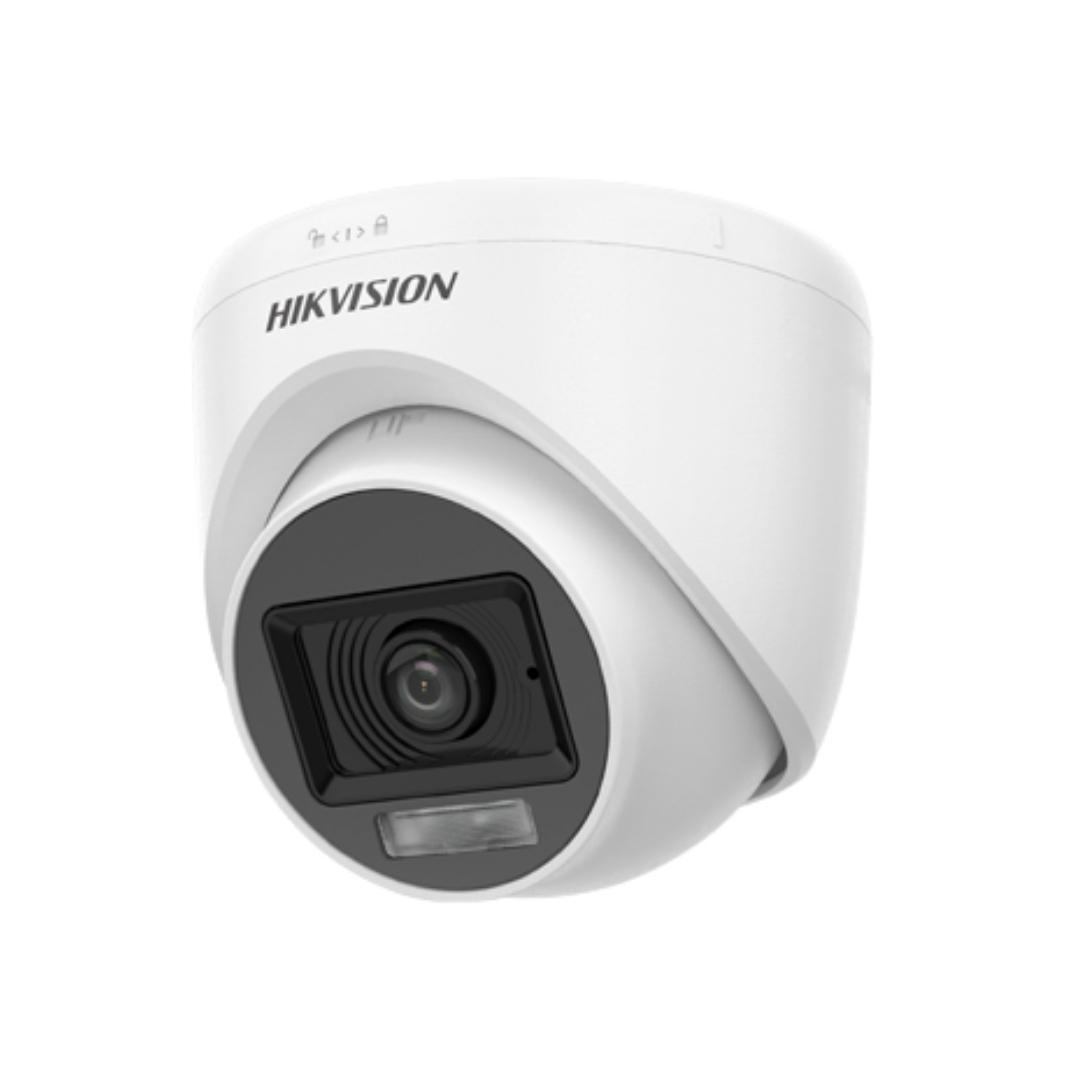 DS-2CE76D0T-LPFS - CÁMARA HIKVISION LUZ DUAL,C/AUDIO,DOMO 2MP, 2.8MM.PLASTICO IP 67. IR 20M NOCHE. LUZ BLANCA HASTA 20M