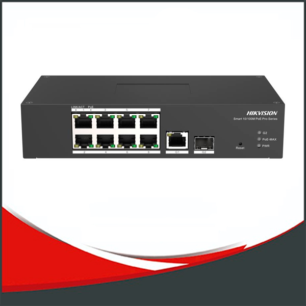 DS-3T1310P-SI/HS - SWITCH POE HIKVISION TIPO INDUSTRIAL, 8 PUERTOS POE DE 10 A 100MB