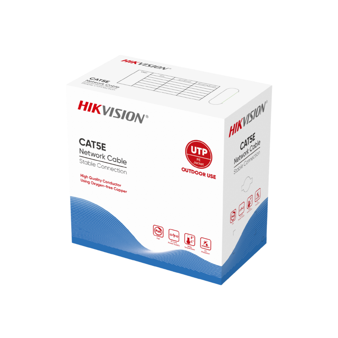 DS-1LN5EO-UU/EP - CABLE UTP HIKVISION CAT5E, EXTERIOR, 300MTS, 100% COBRE.