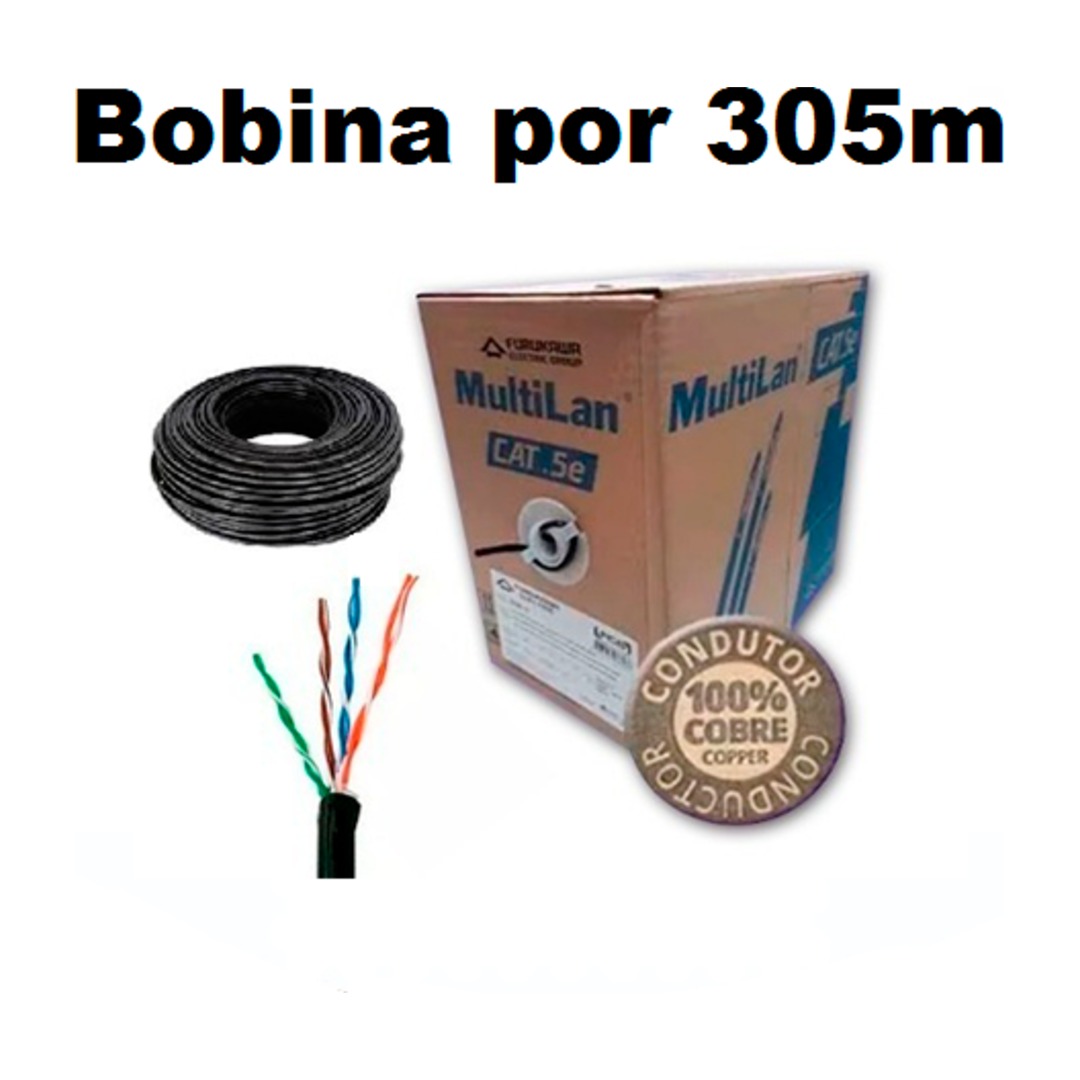 CABLE UTP FKW 305M - CABLE UTP FURUKAWA EXTERIOR CAT5 NEGRO BOBINA 305 MTS