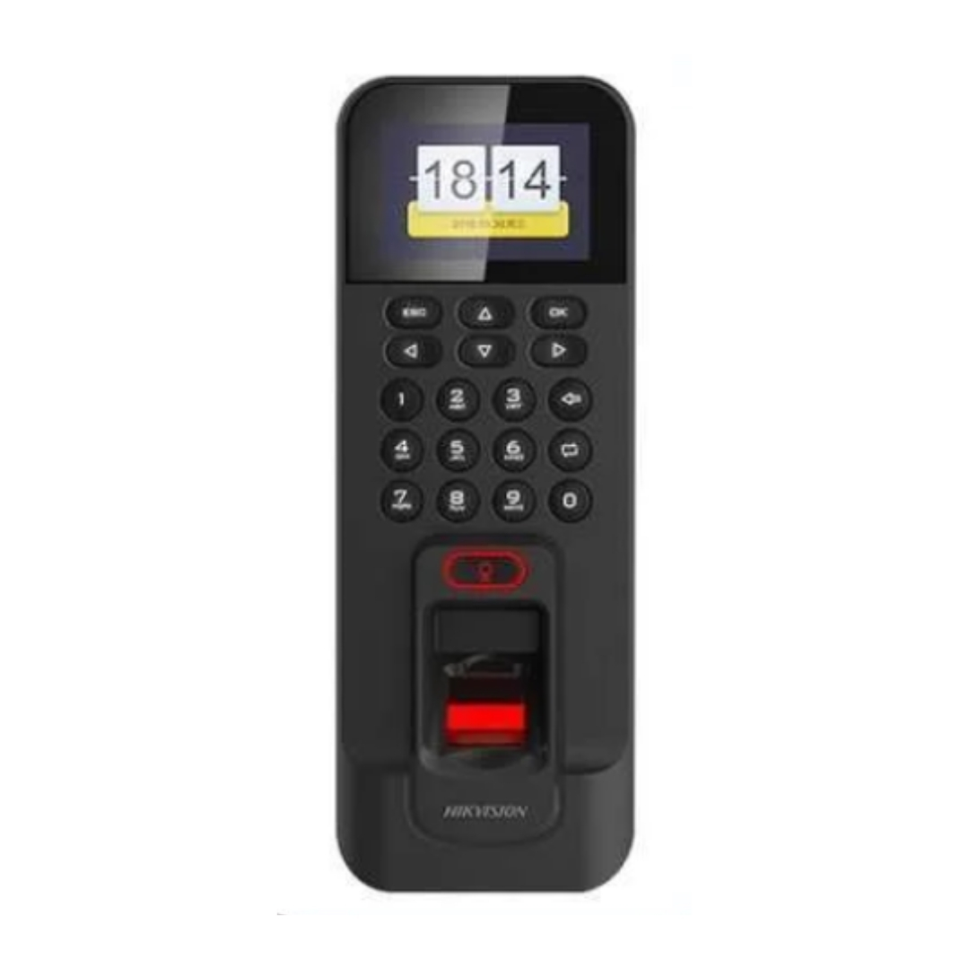 DS-K1T804AMF - TERMINAL DE TIEMPO CON HUELLA DACTILAR Y ASISTENCIA STANDALONE, LCD, ACCESO 1 PUERTA, MIFARE, +MEMO