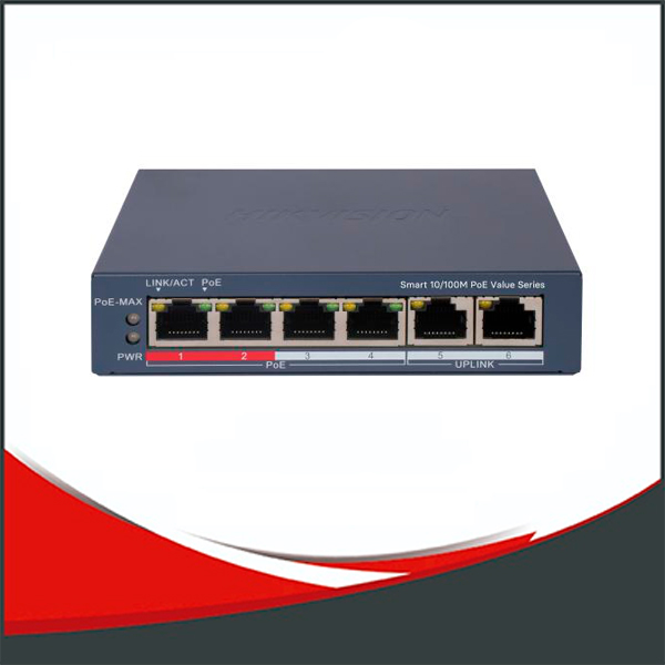 DS-3E1106P-EI/M - SWITCH HIKVISION ADMINISTRABLE, 4 PUERTOS POE 100MB