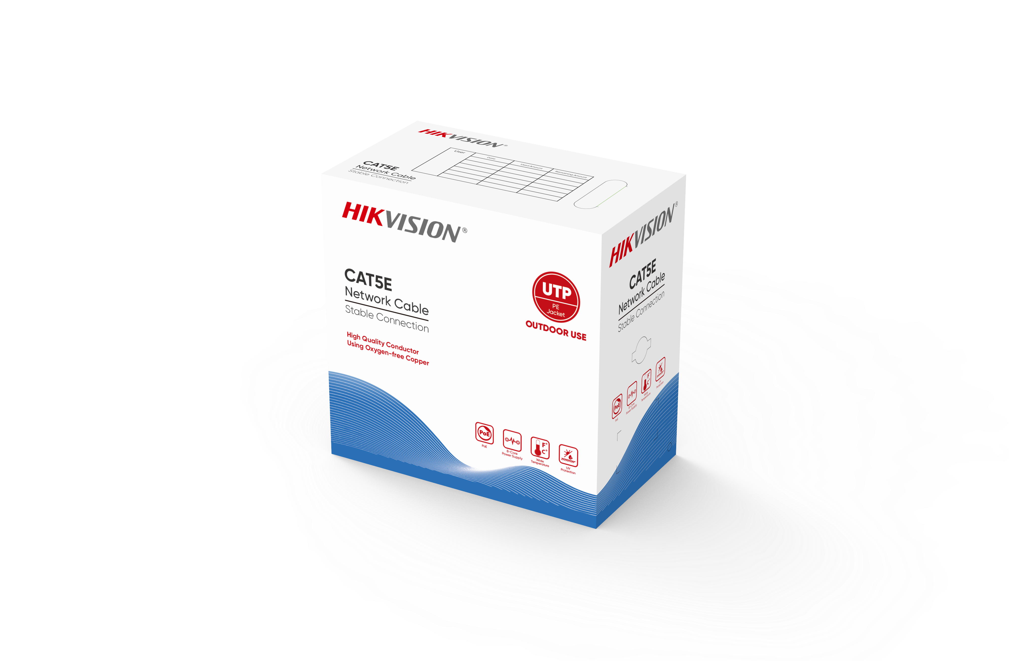 DS-1LN5EO-UU/E-Plug - PROMO 5 BOBINAS CABLE UTP HIKVISION CAT5E, EXTERIOR, 300MTS