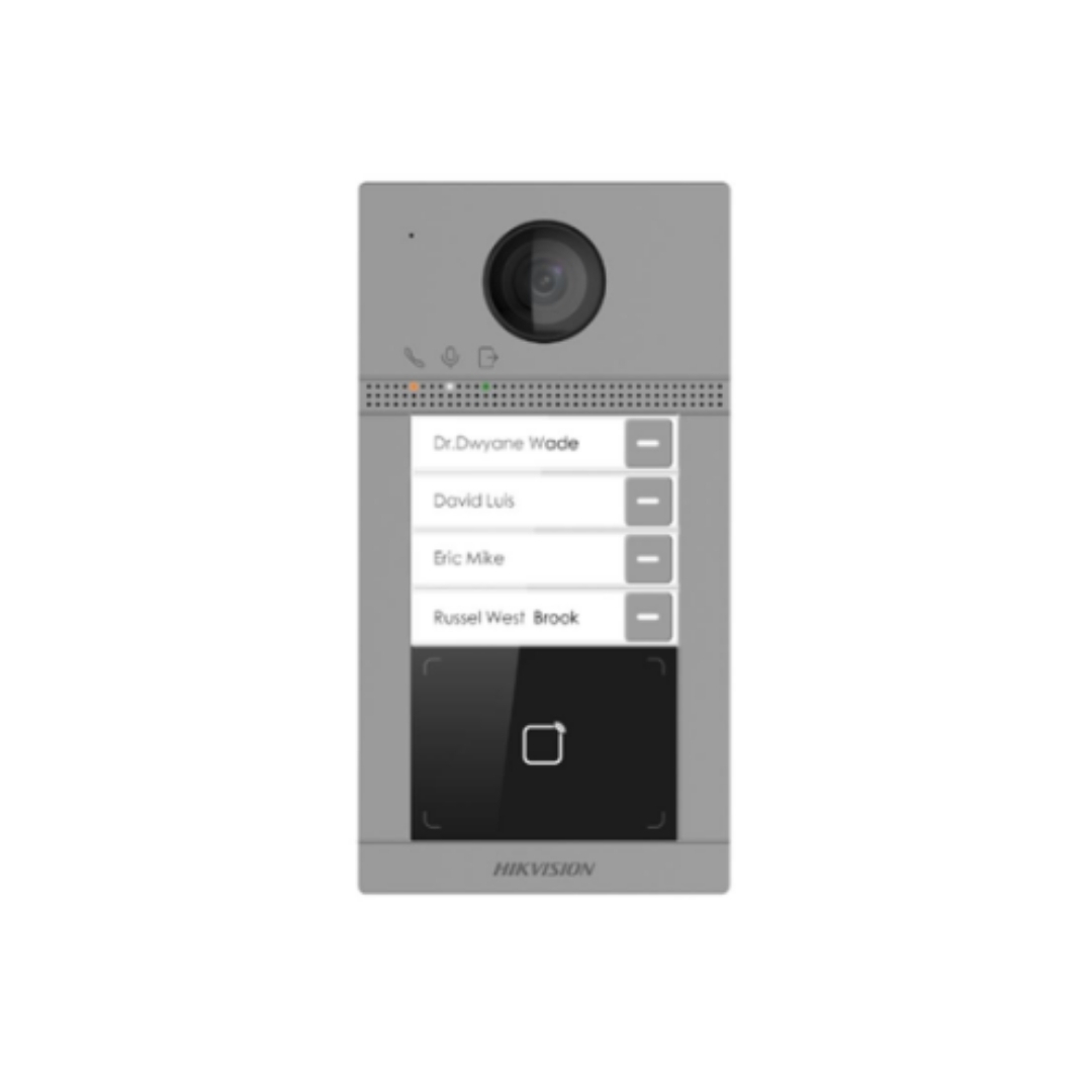 DS-KV8413-WME1(C) - PORTERO HIKVISION IP, 4 BOTONES, WIFI,  METAL, 2MP, IK08, IP65, POE, SOPORTA TARJETAS MIFARE.