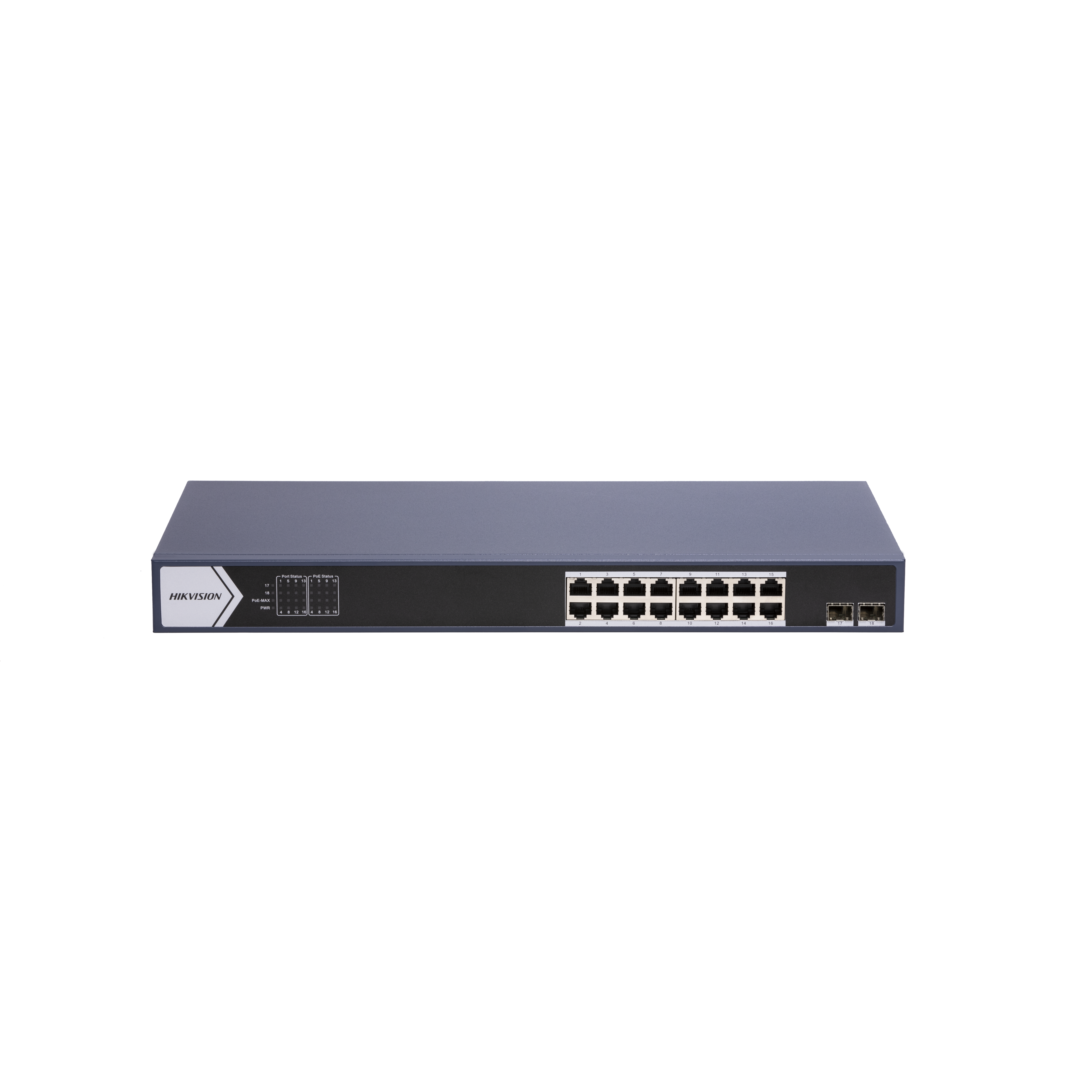 DS-3E0518P-E/M(B) - SWITCH HIKVISION, NO ADMIN, 16 PUERTOS POE GIGABIT + 2 PUERTOS SFP FIBRA